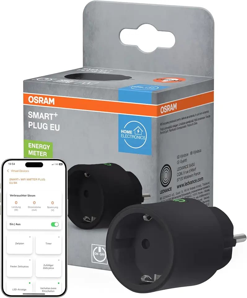 OSRAM SMART+ Matter Plug EU Steckdose 10A 2300W IP20 schwarz