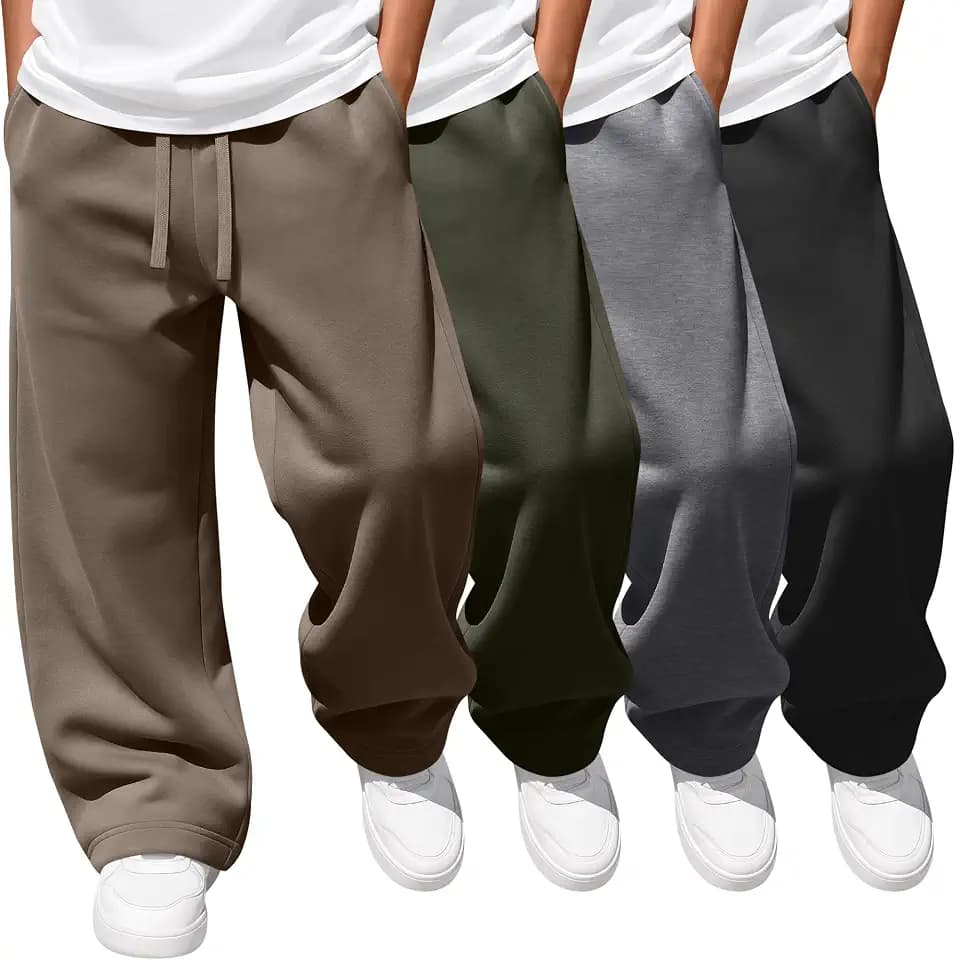4 Pack Boys Baggy Sweatpants Wide Leg Pants