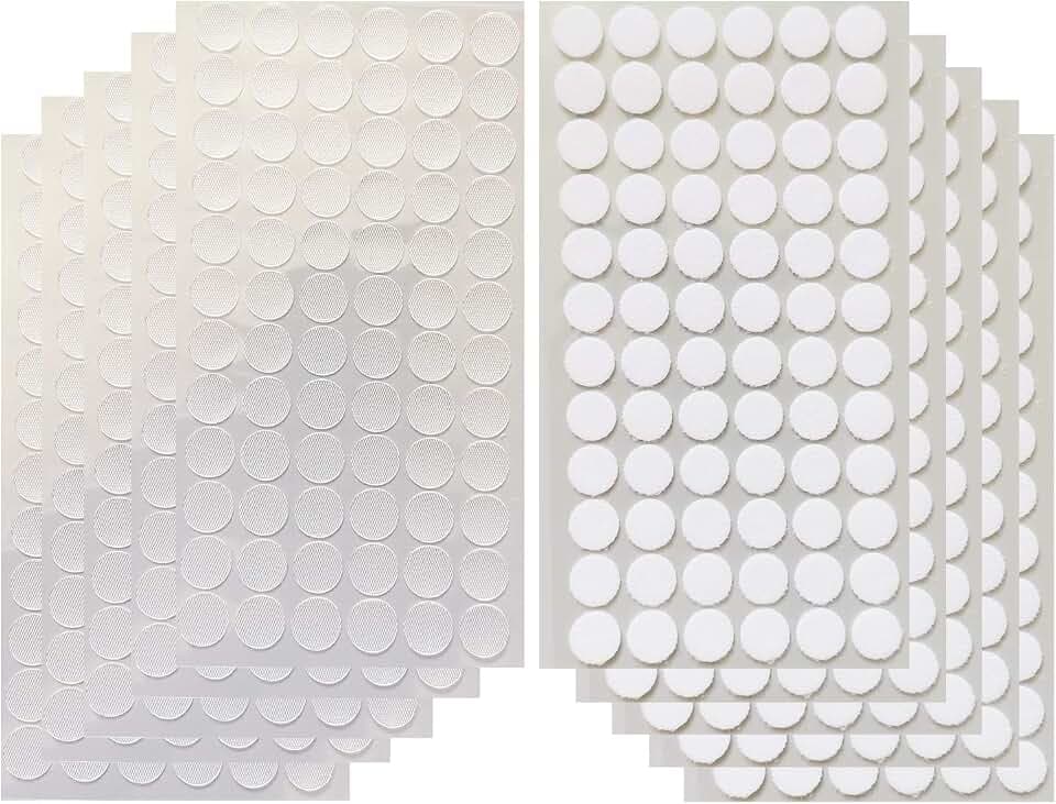 Vkey 700pcs (350pairs) 1.5cm Diameter Transparent Sticky Back Thin Clear Dots with Adhesive Hook & Loop Coins Tapes