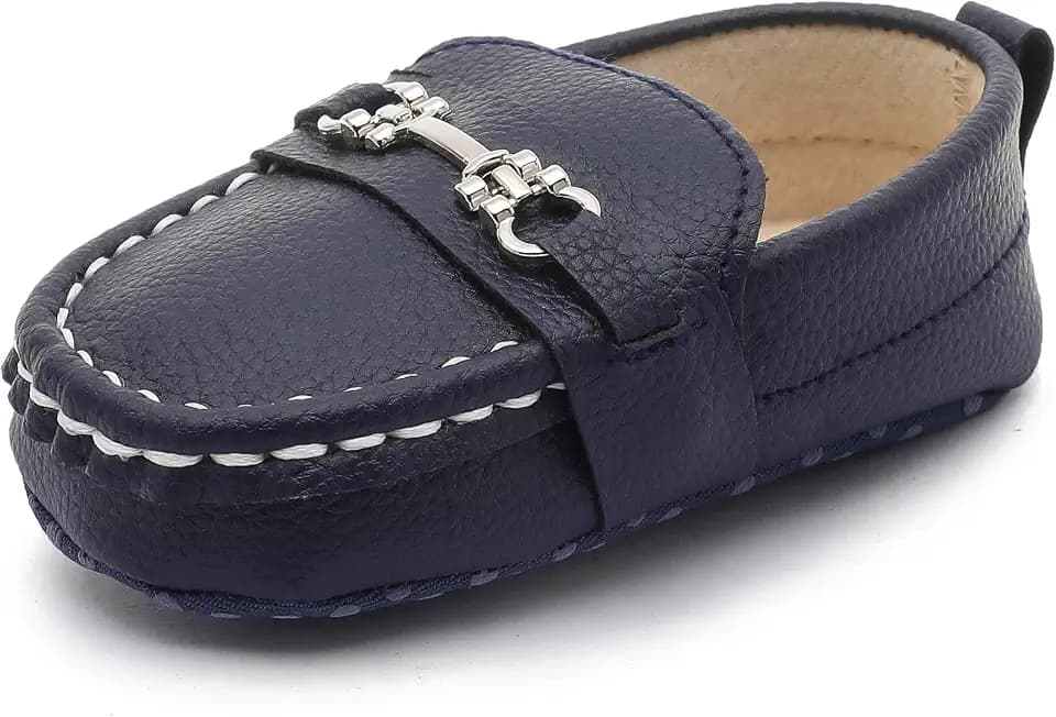 LONSOEN Baby Girls Boys Loafers Prewalker Dress Crib Shoes