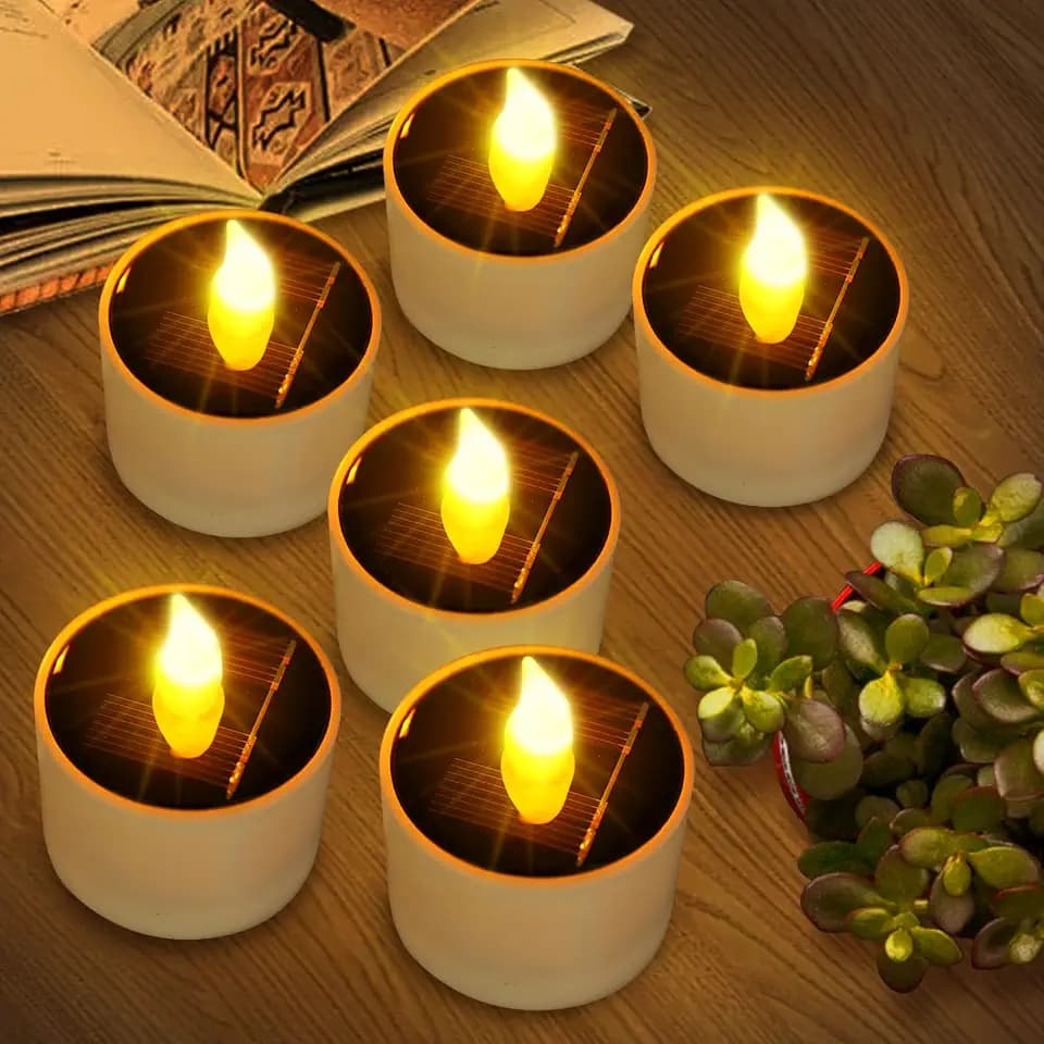 Solar Tea Lights Outdoor Waterproof, 6 Pack LED Votive Candles- 2.3''x2.1''