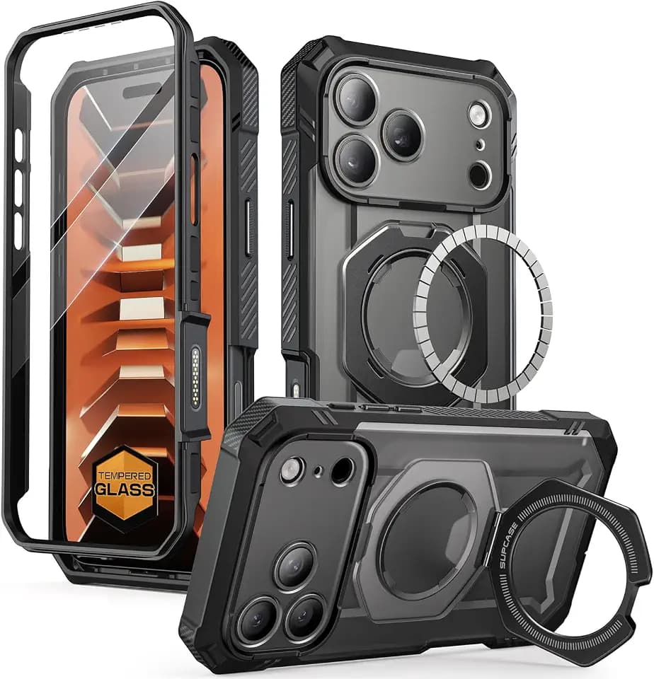 SUPCASE for iPhone 18 Pro Case/iPhone 17 Pro Case, Glass Protector, Black