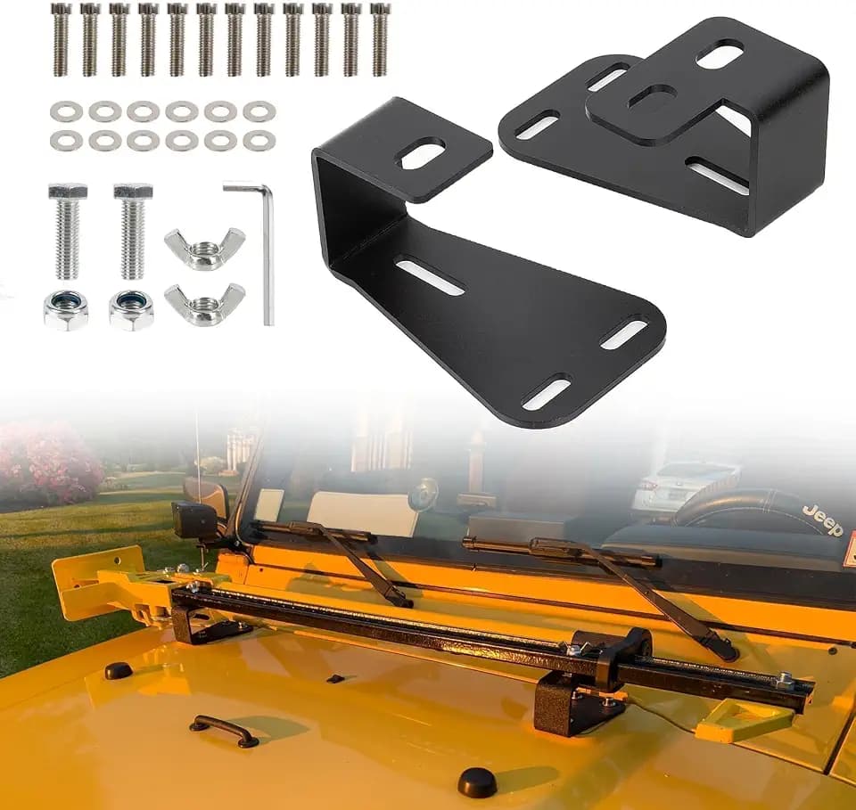PSLER 1 Pair High Lift Jack Mount Hood Brackets for Wrangler JK TJ YJ