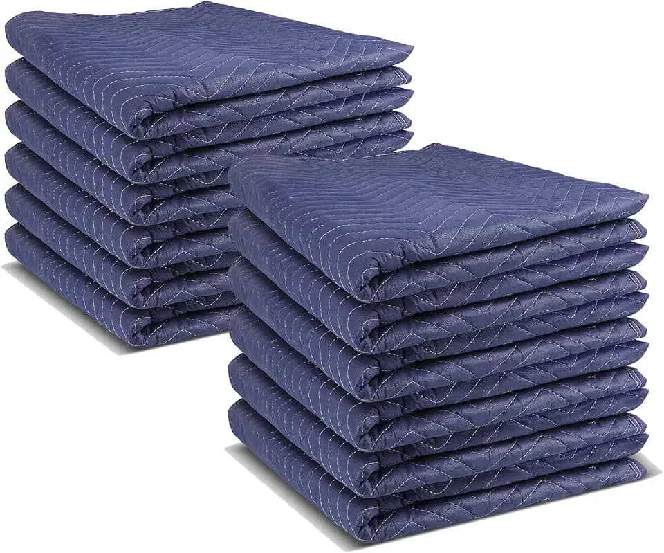 PONGHEI 12 Pack Moving Blankets 40"x 72" Heavy Duty Packing Blankets for Shipping Thick Furniture Wrapping for Moving Supplies
