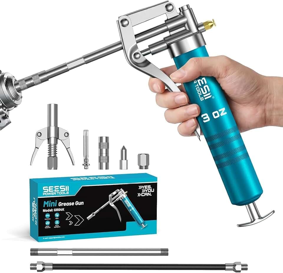 Seesii Mini Fettpresse Set 3 oz, 4000 PSI mit Flexschlauch, 4 Kupplung
