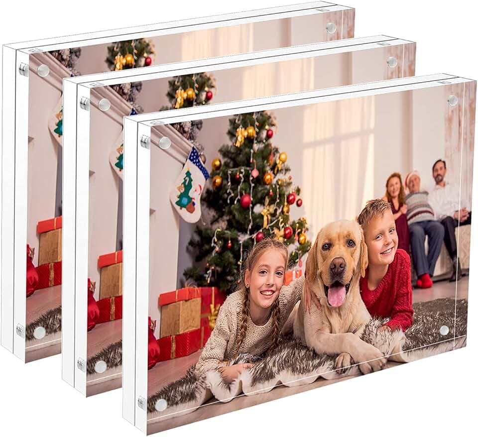 NIUBEE 4x6 Acrylic Frame 3 Packs,Acrylic Picture Frame 20mm Thicker Block