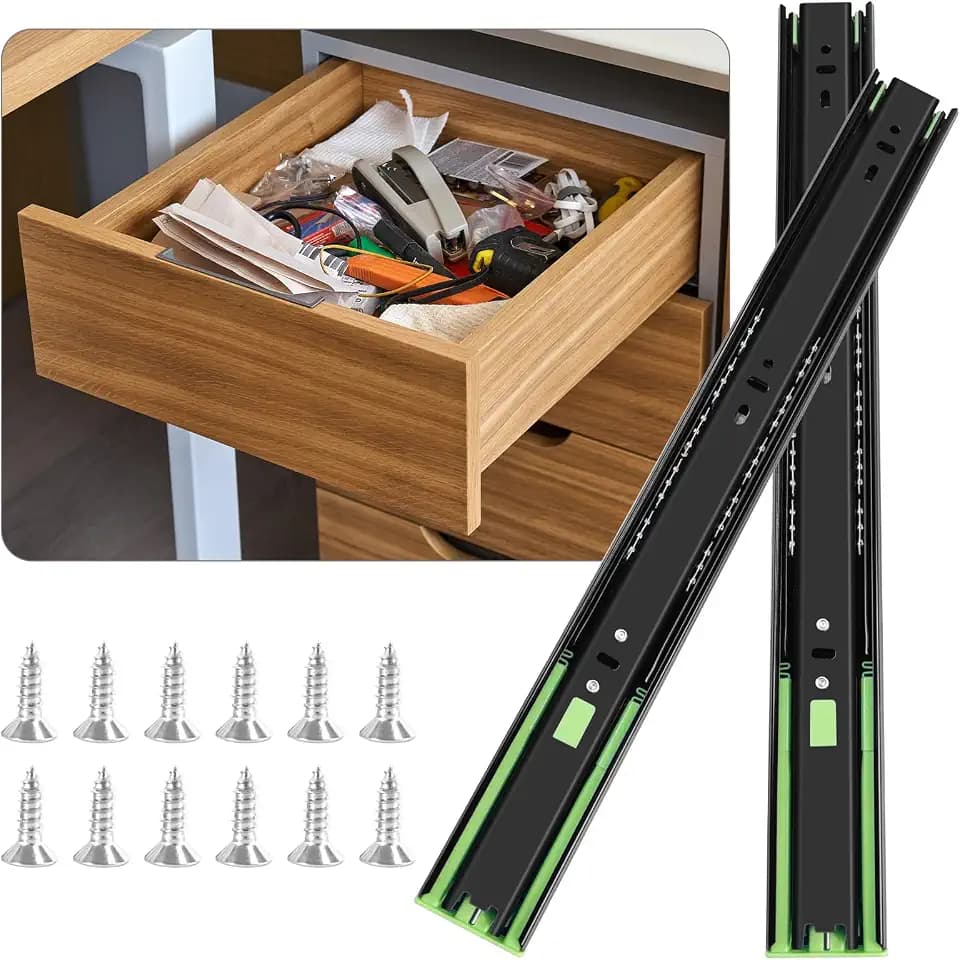 10 inch Soft Close Drawer Slides 6 Pairs Ball Bearing Full Extension Cabinet Drawer Slides 3 fold, Side Mount, 100 LB Capacity Heavy Duty Drawer Slide 10" Black