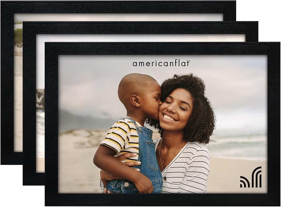 Americanflat 4x6 Magnetic Picture Frames for Refrigerator - Set of 3 - Acrylic Panels with Strong Back Magnet - Magnetic Frames for Photos, Locker Decor, or Office Display - Black