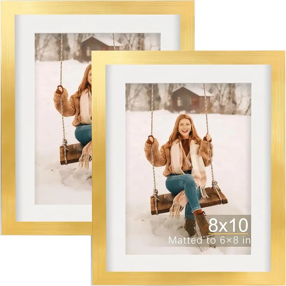 TOFOREVO 8x10 Picture Frames with 6x8 Mat Set of 2, Gold