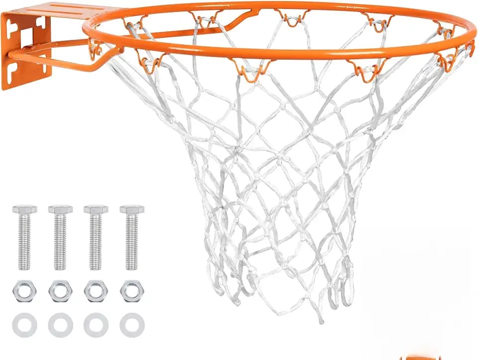 Yes4All Basketball Net, 18-Inch Heavy-Duty Basketball Rim Replacement for Indoor & Outdoor Use, Fits Youth & Adult Hoops - Fixed & Breakaway Options, Bolts Included
