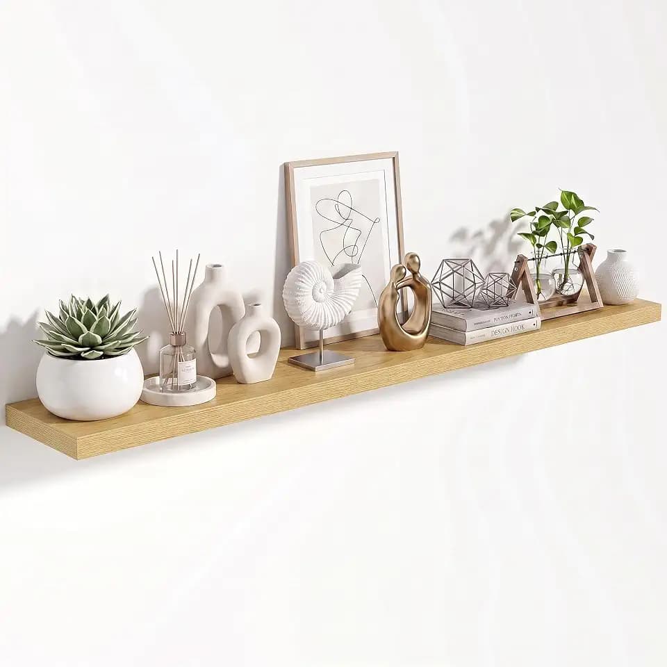 FLYJOE Floating Shelves for Wall, 55" W x 9.3" D x 1.5" H, Set of 1, Oak