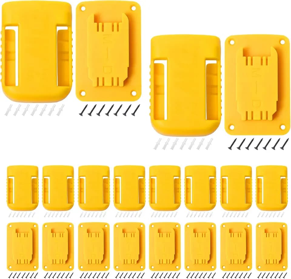 20pas Tool Holders and Battery Holder for Dewalt 20v Wall Mount Hanger Battery Drill Tool Storage Shelf for Milwaukee M18(Yellow)