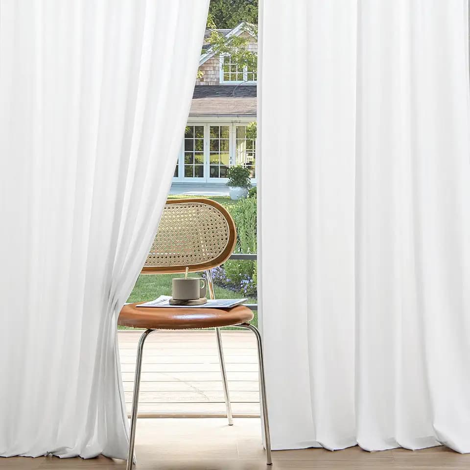 MIULEE Non-See-Through Privacy Linen Curtains 52W x 96L Inch Pure White