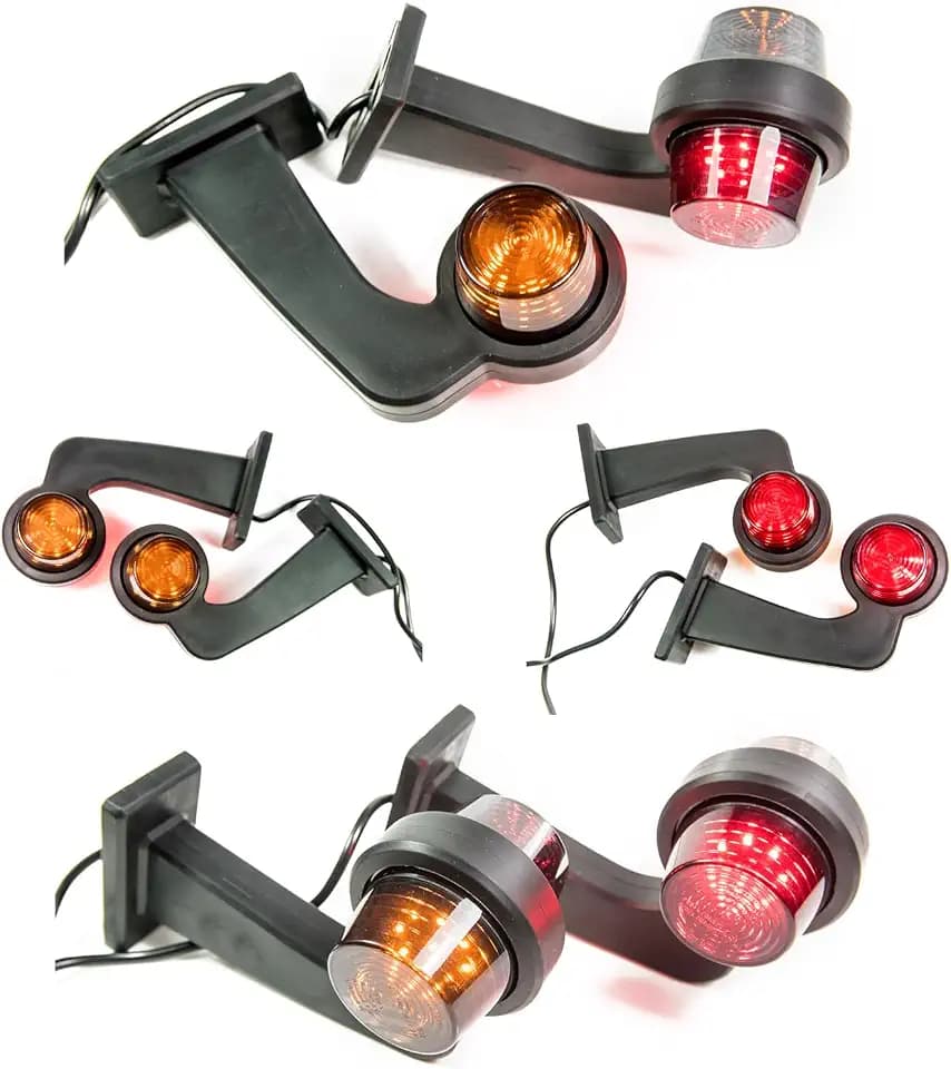 2 x LED Gummi Begrenzungsleuchte Seitenleuchte 12V 24V mit Old School DARK Graphite Positionsleuchte Auto LKW PKW Wohnwagen KFZ Lampe Leuchte Licht Rot Orange