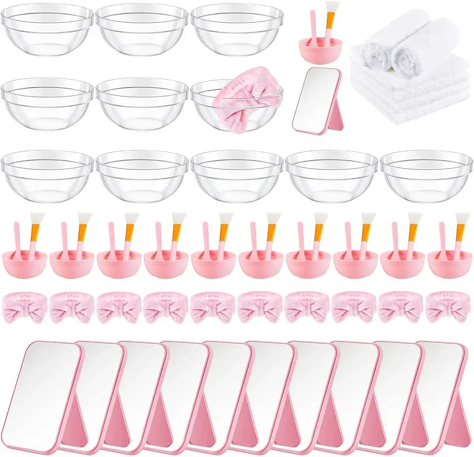 Teenyyou 8 Set White Pink Spa Party Supplies for Girls Women for Sleepover