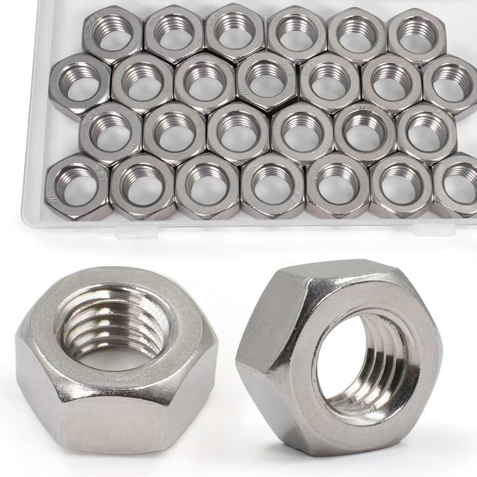 ZQZ 1/2-13 Hex Nuts, 25PCS Stainless Steel Hardware Nut 304 ss Threaded Nut
