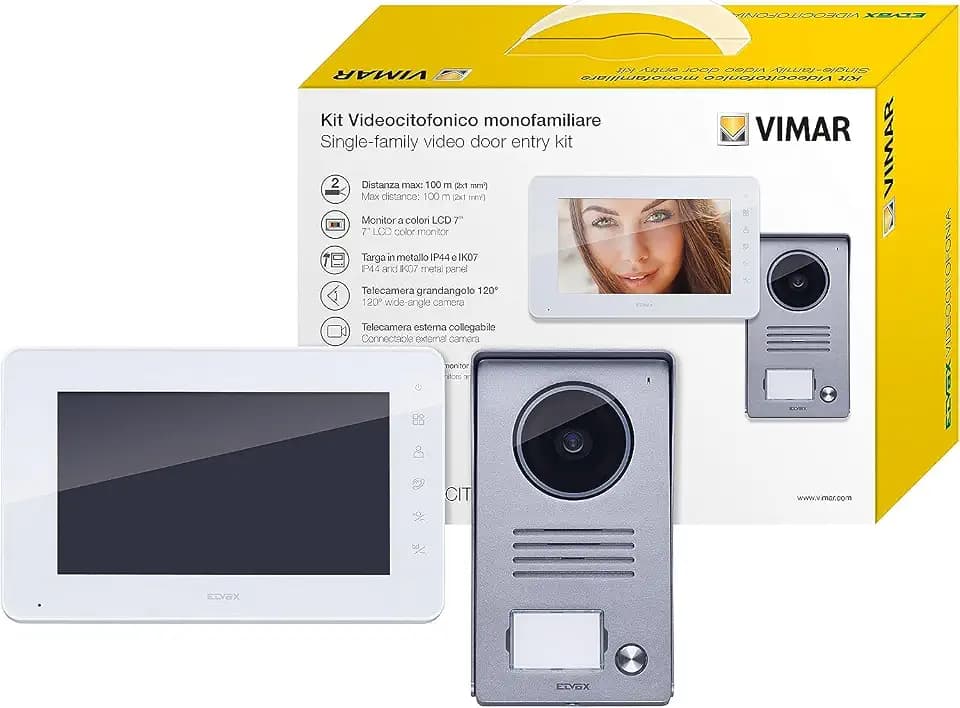 Kit Videocitofono 7 Pollici LCD Vivavoce Monofamiliare Da Parete Vimar K40910