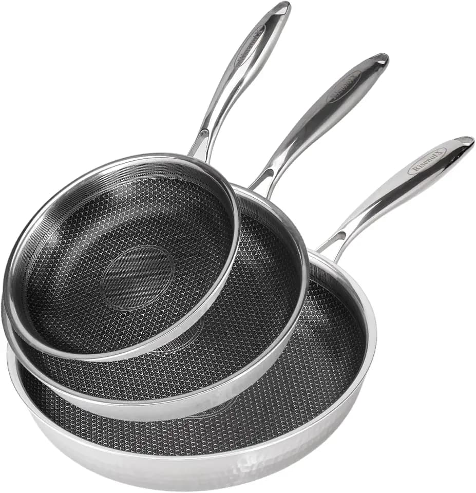 Hybrid 8 10 12 inch Stainless Steel Non Stick Skillet set