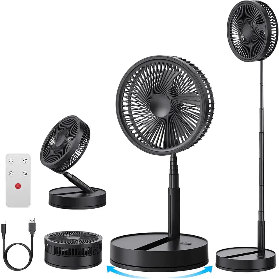 LIPETY Portable Foldable Oscillating Travel Fan - 8.6" Battery Powered