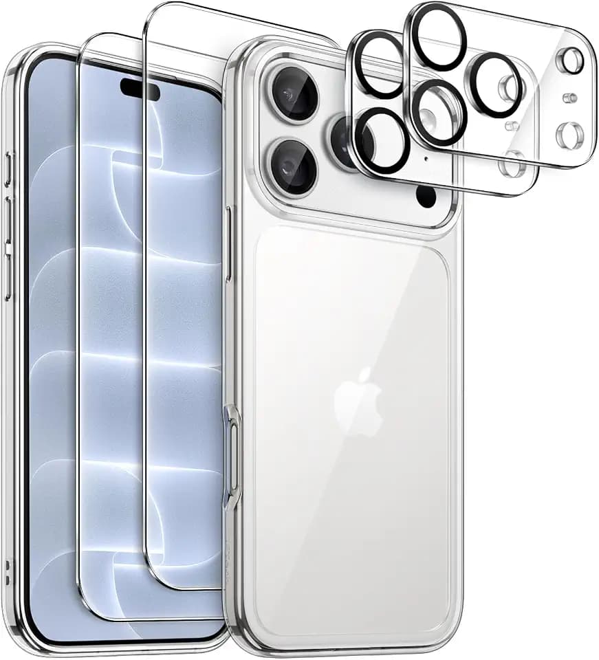 JETech 5 in 1 Bumper Hülle für iPhone 18 Pro, Durchsichtig