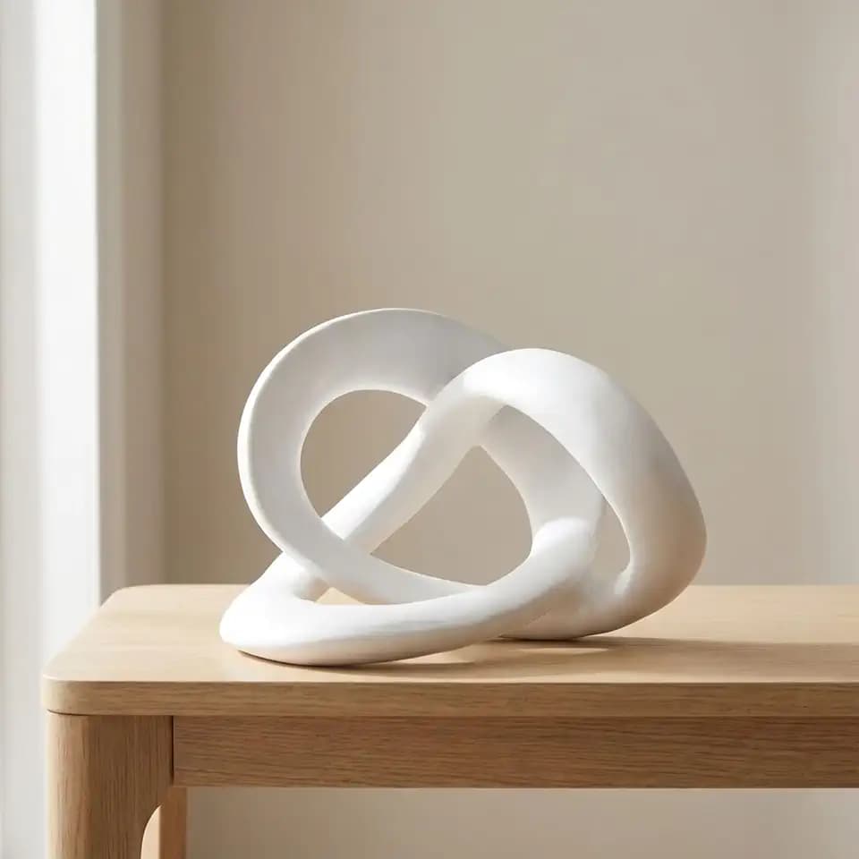 Sagebrook Home 10" White Sculptured Knot – Timeless Elegance in Polyresin, Ideal Decorative Object to Enhance Any Room's Ambiance