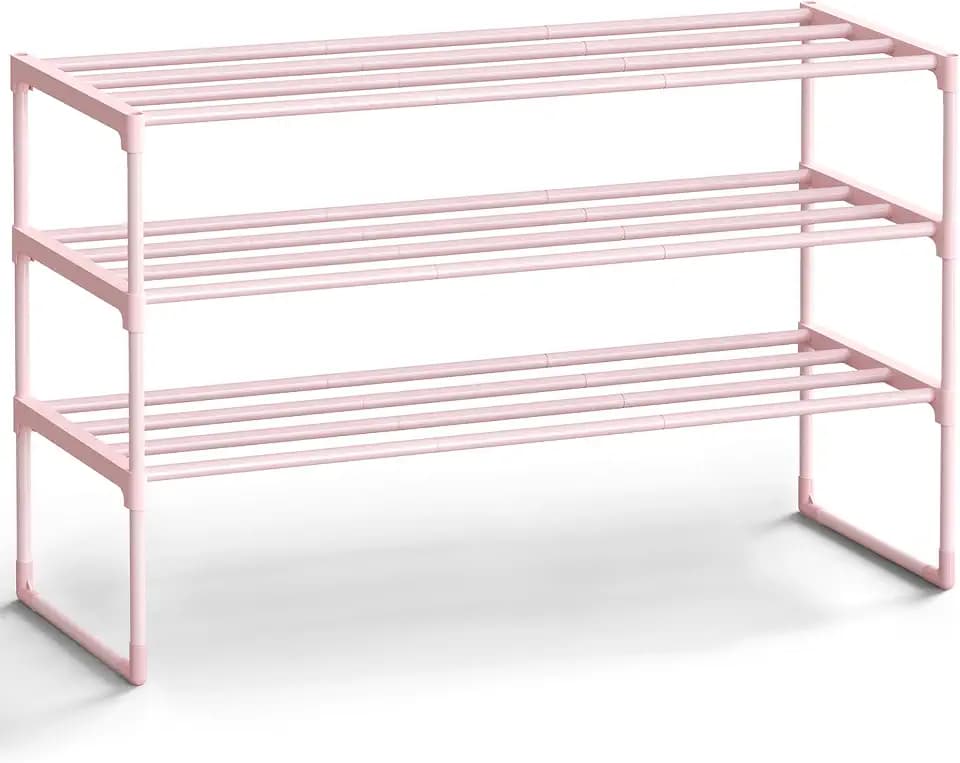 SONGMICS Shoe Rack, 3-Tier Shoe Organizer, Metal Storage Shelf