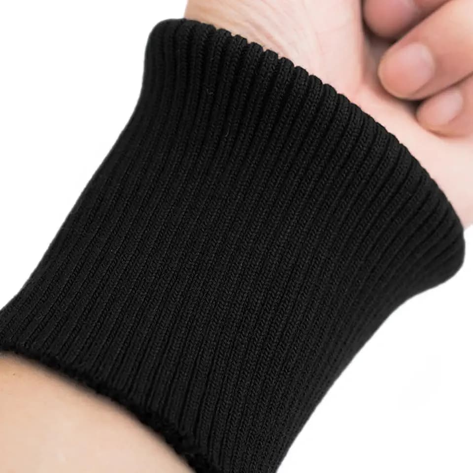 1 Pair Tubular Knit Stretchy Rib Cuffing Material Replacement for Sweatshirt Jacket Coat Sleeve Cuff Sewing DIY, Black