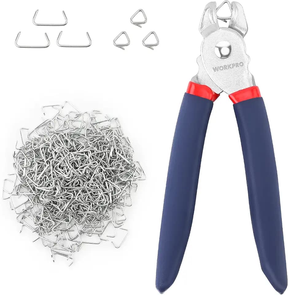 WORKPRO Hog Ring Pliers with 500 Pcs 3/4" Hog Rings