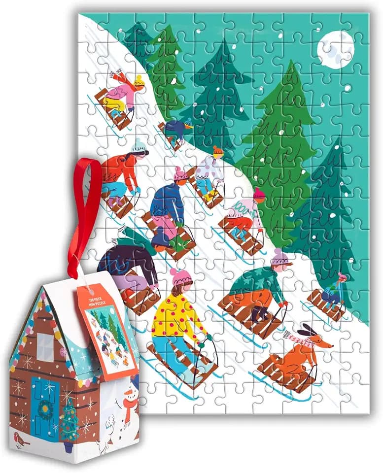 Galison - Winter Sledding Ornament Puzzles for Adults