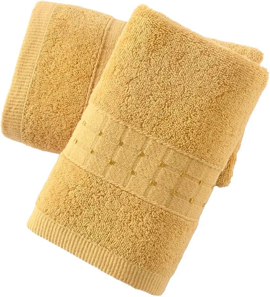 sense gnosis Soft Absorbent Yellow Hand Towel Set of 2, 100% Cotton, Checkered Design for Bathroom, 13 x 29 Inches