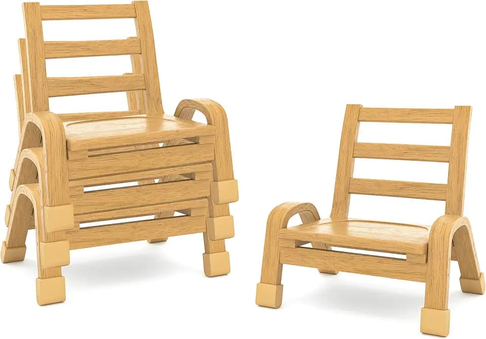 Angeles NaturalWood Collection 7" Chair, 4 Pack, Stackable Ergonomic Kids Chairs for Classrooms and Homeschools, Flexible Seating for Classroom Elementary
