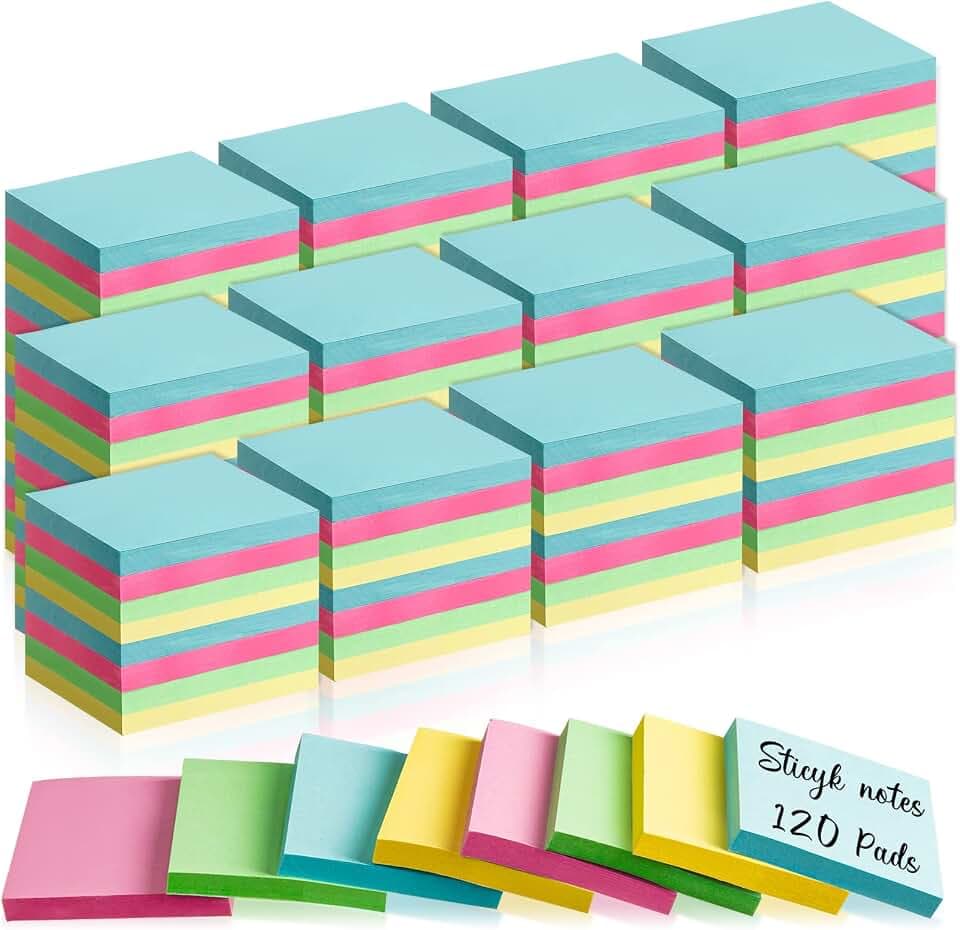Fainne 120 Pads Sticky Notes Bulk 1.5x2,Simple Style,Classic Color,120 Pads