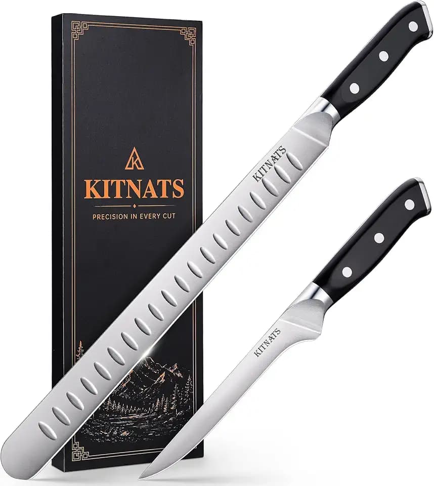 KITNATS BBQ Carving Knife Set for Meat Cutting, Brisket Slicing & Trimming