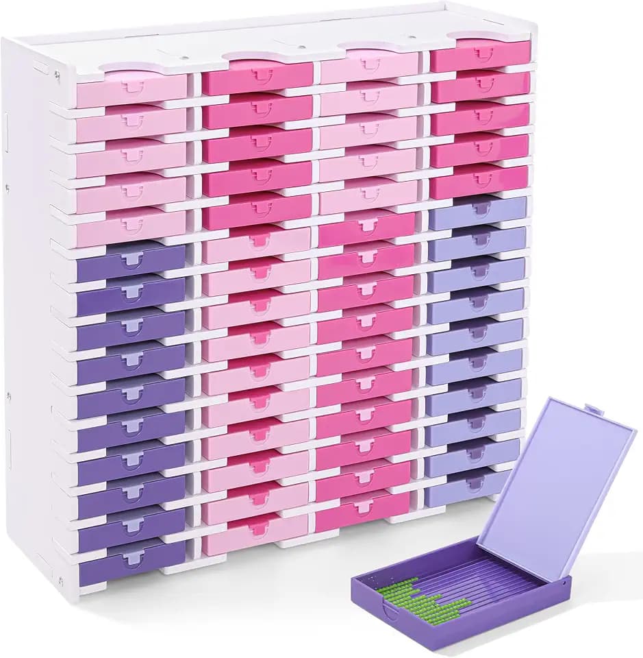 Trabricks Mate Diamond Painting Trays Tower Organizer, Diamond Painting Storage Accessories, Diamond Art Trays with Lids Shelf 60grid (without Trabricks)