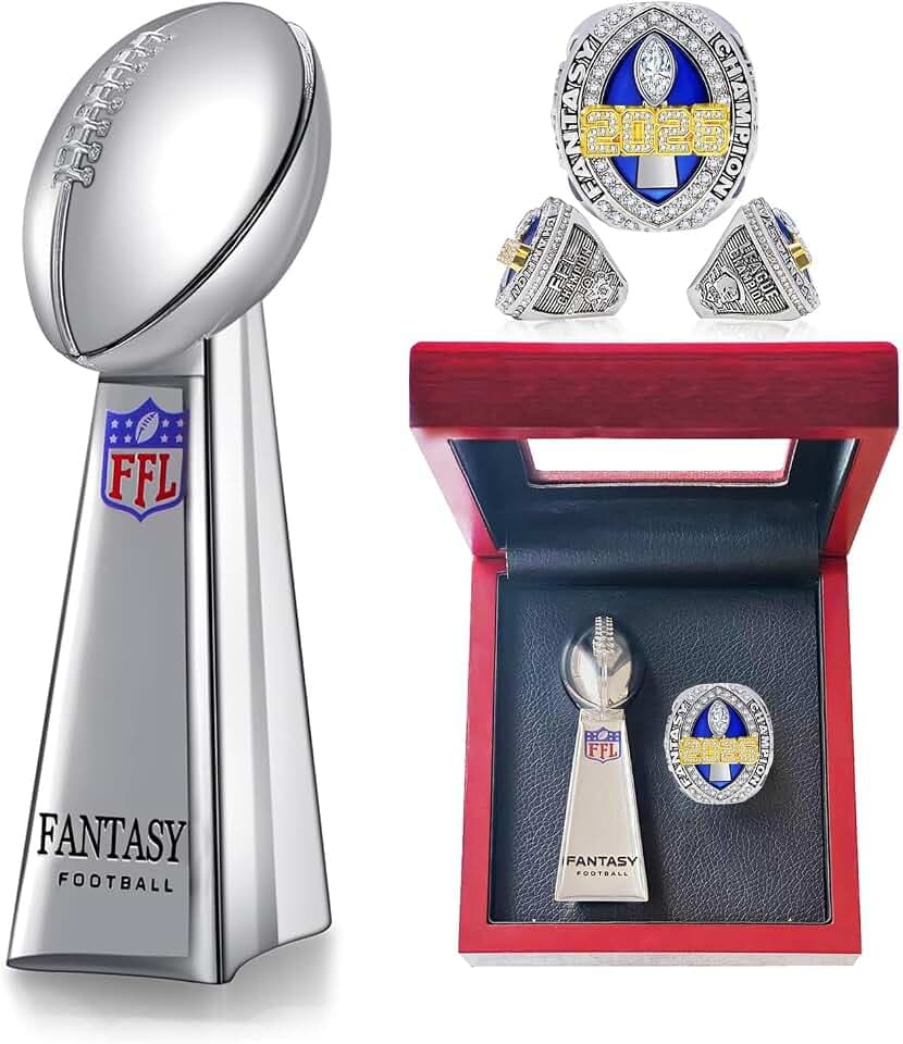 2025 Fantasy Football Ring 2024,Fantasy Football Championship Ring with High-Grade Gift Box,League Champion Trophy Rings Premium Award for Winner