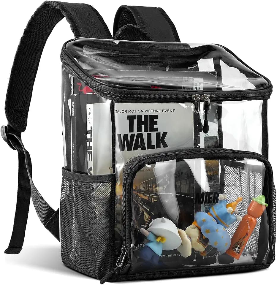MIER Small Clear Backpack for School and Stadium Events, 12 Inch Black