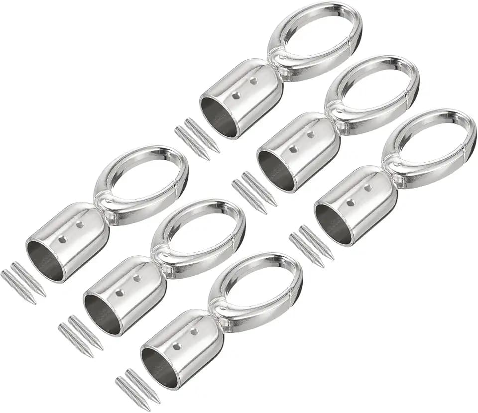 uxcell Cord End Cap, 6Pcs 15mm/0.6" End Cap Barrel Beads Terminators Cord with Screws Finding for Tassel Jewelry Making Bag Strap DIY, Silver