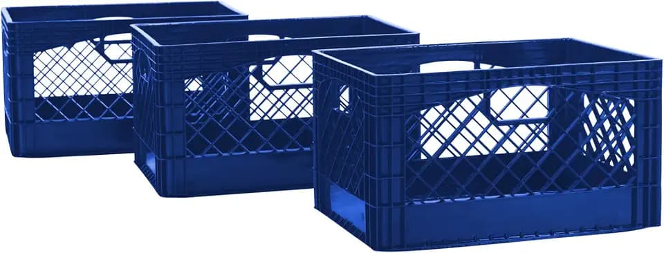 Plastic 24-Quart Rectangle Milk Crate Storage, 3-Pack - Blue, 15702-BL