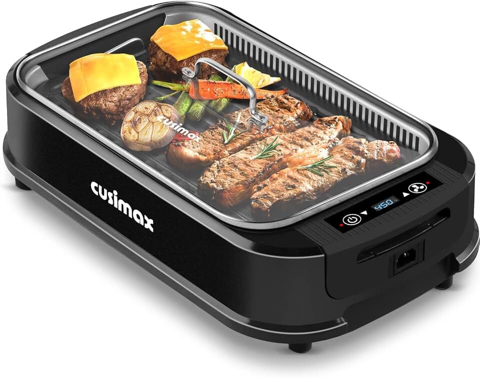 Smokeless Grill Indoor, CUSIMAX Electric Grill, 1500W Indoor Grill, Black