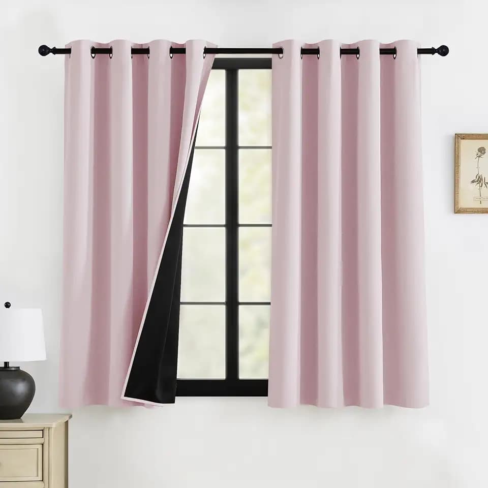 RYB HOME 100% Blackout Curtains 63 inches Length for Nursery Kids Room