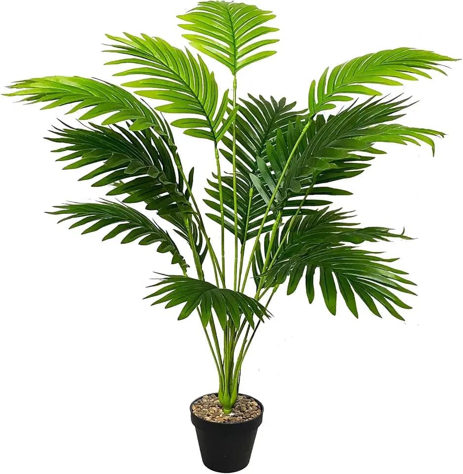Tall Faux Palm Tree Realistic Potted Silk Artificial Plants Indoor with Pot Floor Plant for Home Office Living Room Bedroom Outdoor Wedding Stairs Foyer Decor (31" Green)