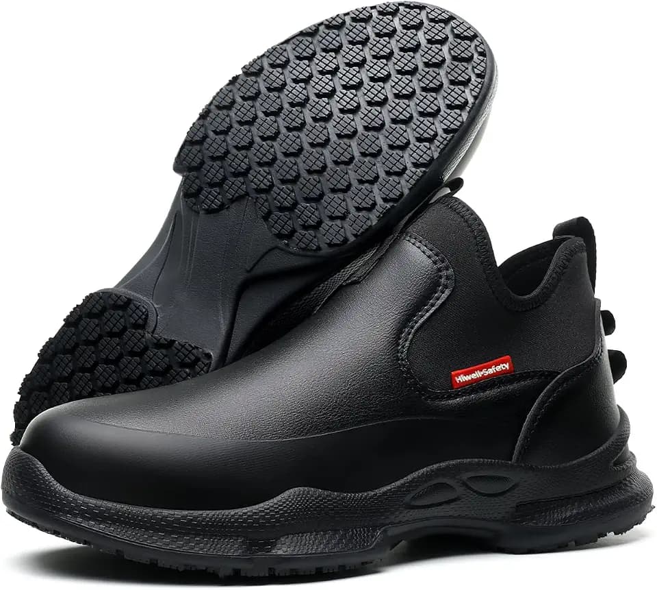 Hiwell Chef Shoes Waterproof Oilproof Comfortable Anti Slip Shoes for Men, Food Service Chef Kitchen Non Slip Work Shoe