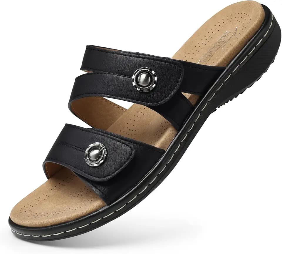 SHIBEVER Women Dressy Flat Sandals: Comfortable Arch Support Sandal