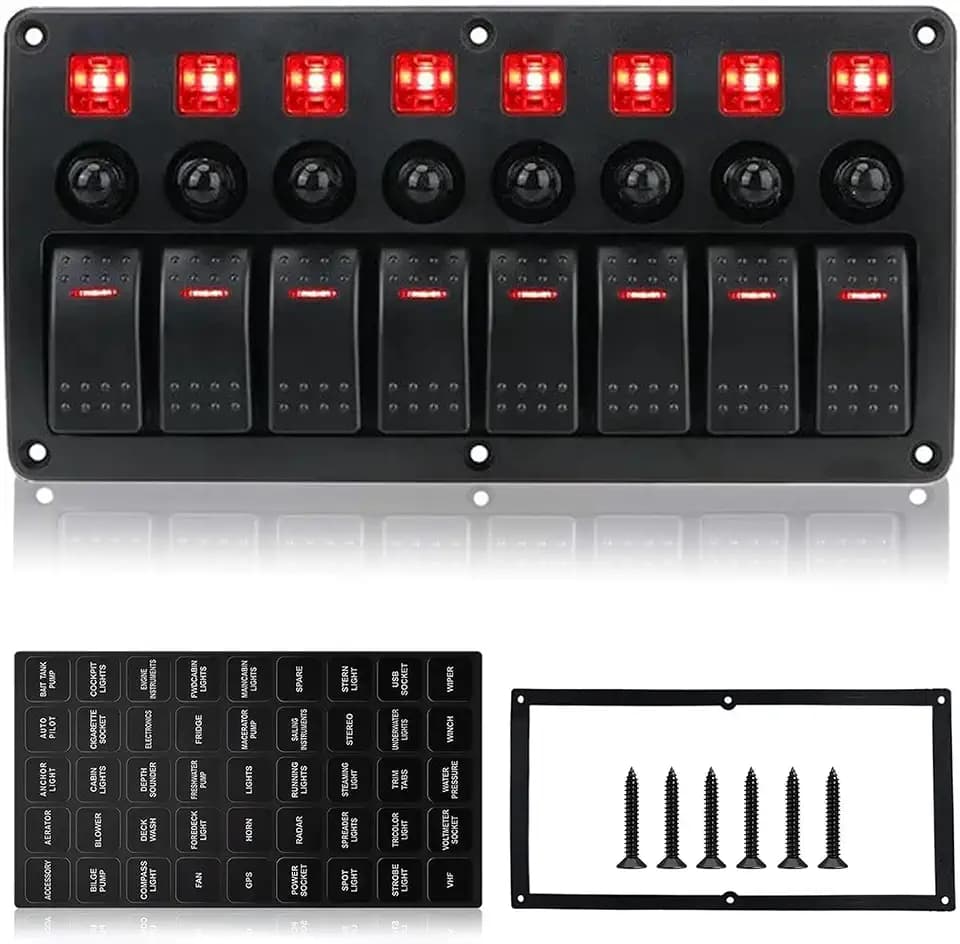 Geloo 8 Gang Schalter Panel 12V 24V Marine Wasserdichte Kippschalter Panel