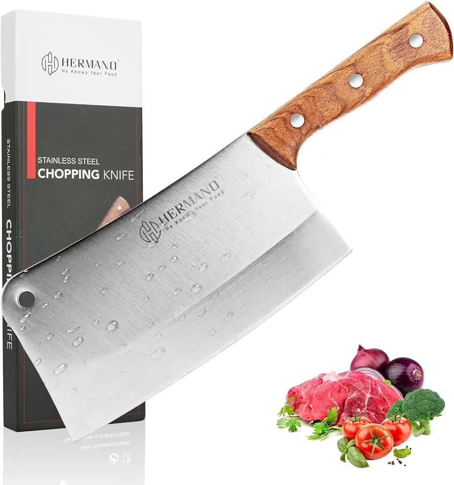 HERMANO Butcher Knife, Meat Cleaver, 8 Inches Chopping Knife, Super Strong Makes Heavy Duty Easy