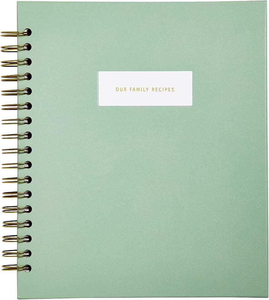 Promptly Journals, Our Family Recipes: A Meals and Memories Keepsake (Aloe, Green, Linen) | Prompted Recipe Journal | Cooking Journal | Family Gifts