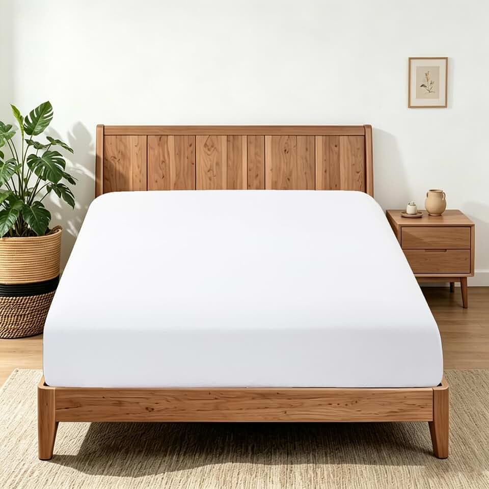 100% Egyptian Cotton Fitted Sheet Queen Size, 600 Thread Count Sateen