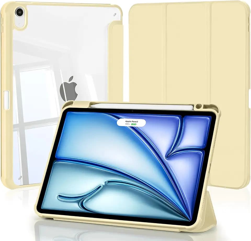 Hülle für iPad Air 11 Zoll M4/M3/M2 (2026/2025/2024), für iPad Air 5/4 (10,9" 2022/2020) mit Stifthalter, Schlank Transparente Harte Rückschale Schutzhülle Stoßfest Tablet Case, Polarstern
