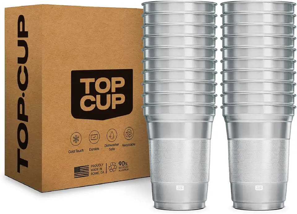 Top Cup Aluminum Party Cups, Stealth Design, 16oz, 20 Count