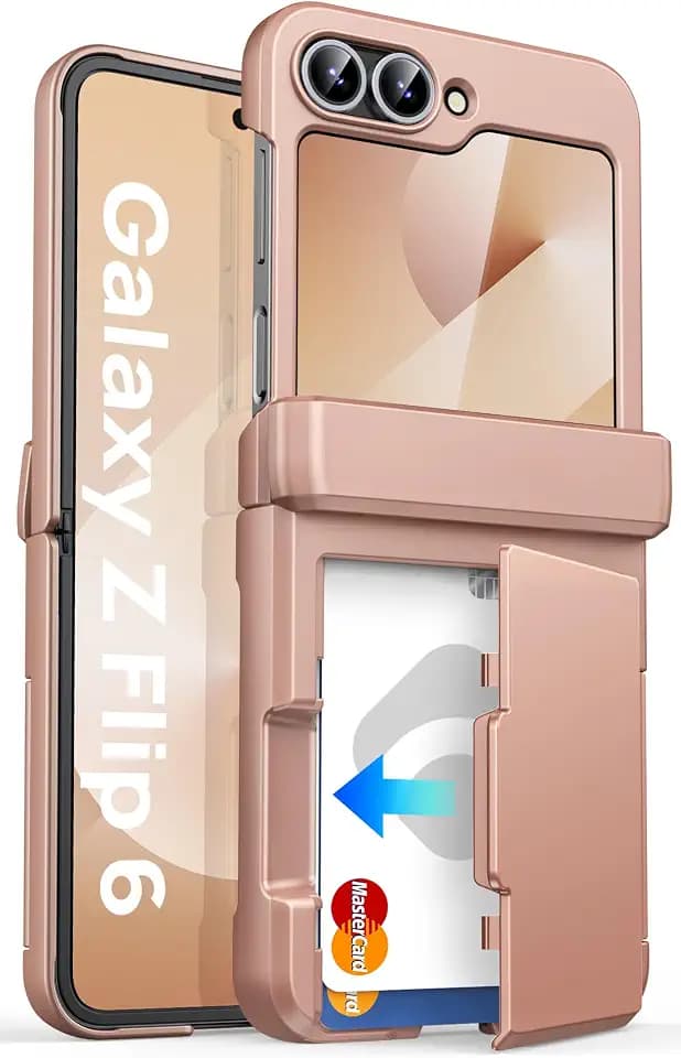 ASAFCASE for Samsung Galaxy Z Flip 6 and Z Flip 7 FE Case Wallet, Rose Gold